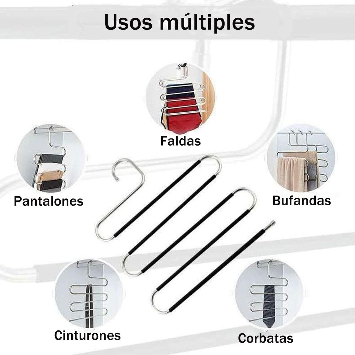 EINICIO - 5 En 1 Colgador De Pantalones Antideslizante Percha Plegable 4pcs