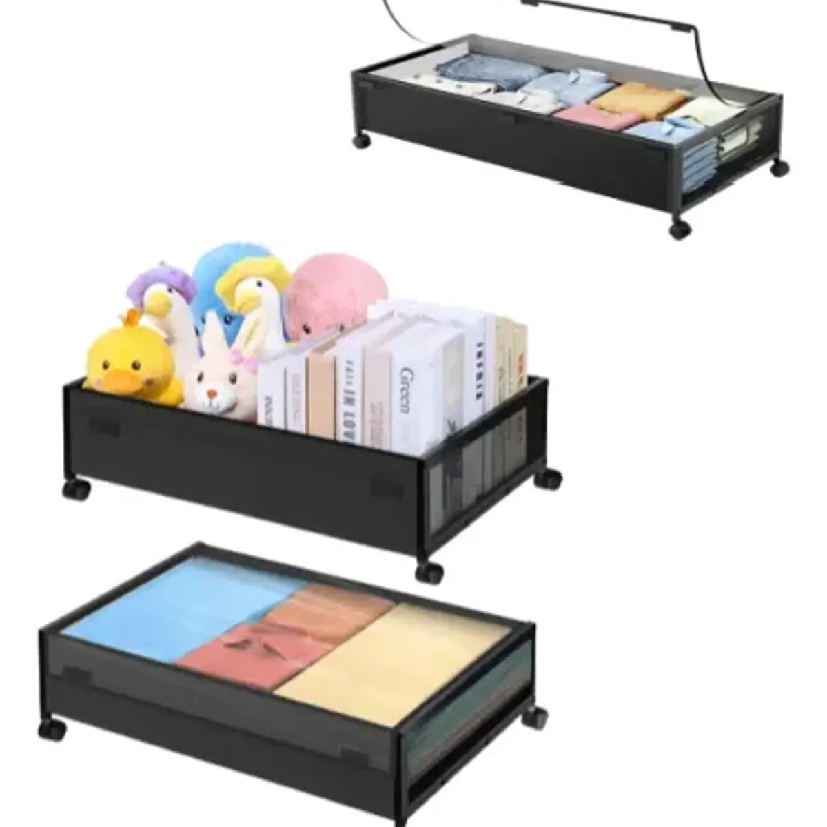 UMEXUS - Organizador De Ropa Bajo Cama Con Ruedas 80x42 Cm Negro
