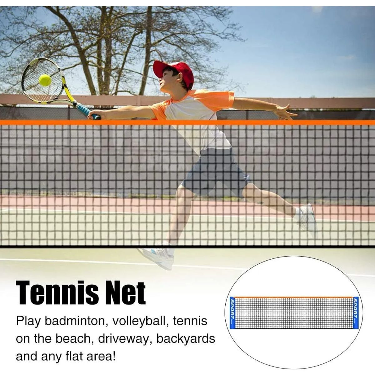 KUANGYE - Red De Voleibol Portátil 3 En 1 Red De Bádminton Para Tenis 3M Para Interiores y Exteriores