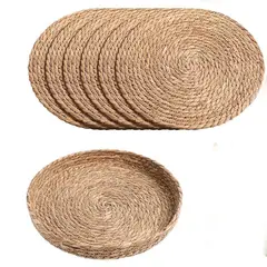 UMEXUS - Set 6 Manteles Individuales Redondos 30cm+ Palé De Yute Fibra Natu
