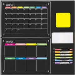 KUANGYE - Pack 2 Pizarras Planner Mensual - Semanal, Imán Refrigerador