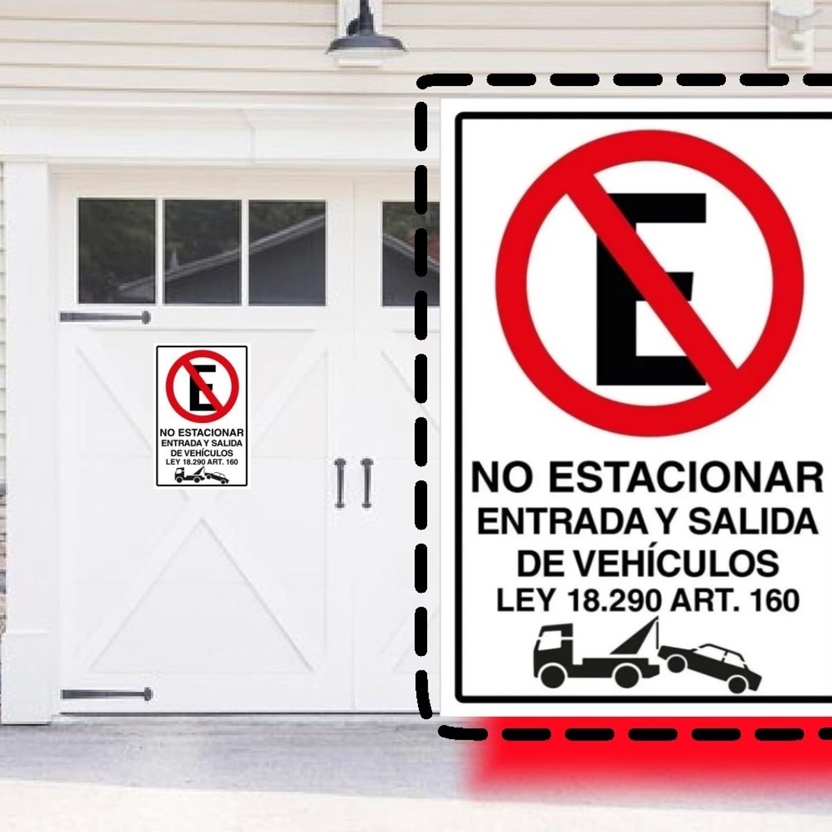 Señal No Estacionar Entrada Y Salida Vehiculos 60x40cm Metal, marca KUANGYE - Foto Principal