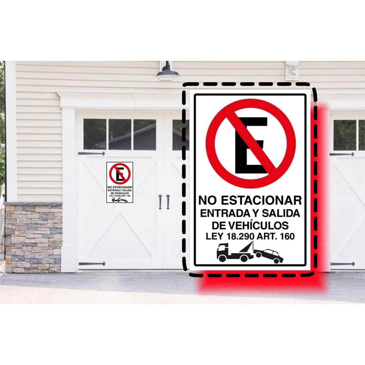 Señal No Estacionar Entrada Y Salida Vehiculos 60x40cm Metal, marca KUANGYE - Foto Principal