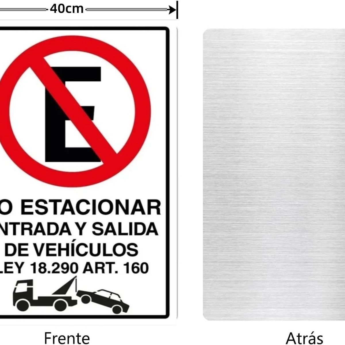 Señal No Estacionar Entrada Y Salida Vehiculos 60x40cm Metal, marca KUANGYE - Foto 2