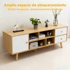 ROHE - Rack TV 55" 120x30x40 cm Roble Blanco con 3 Cajones MDF