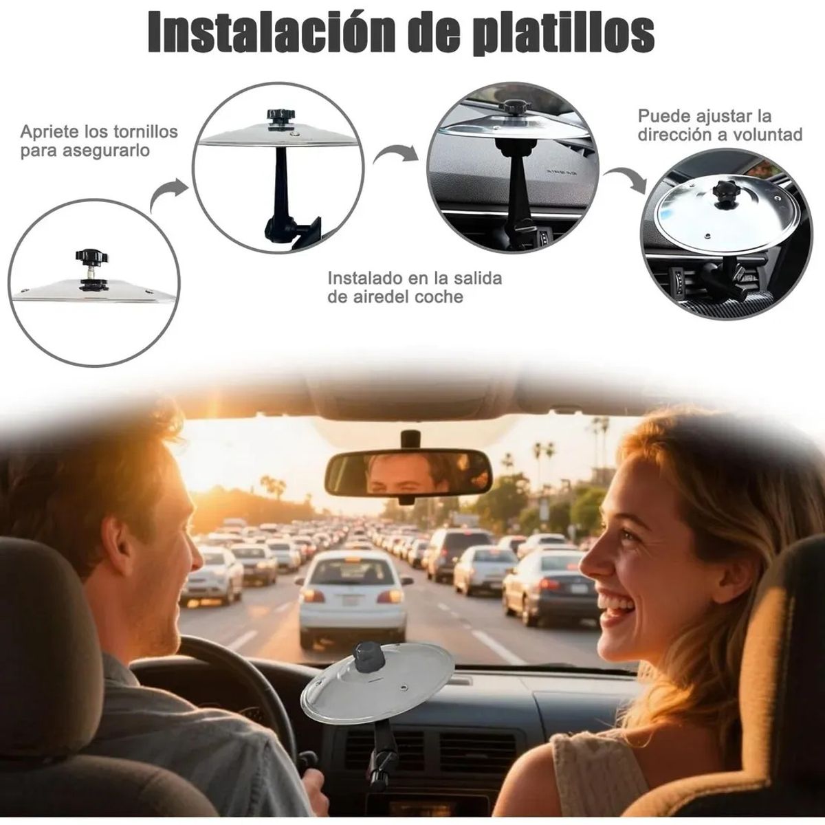 KUANGYE - Adorno Entretenido Para Auto Mini Platillo Crash De Batería