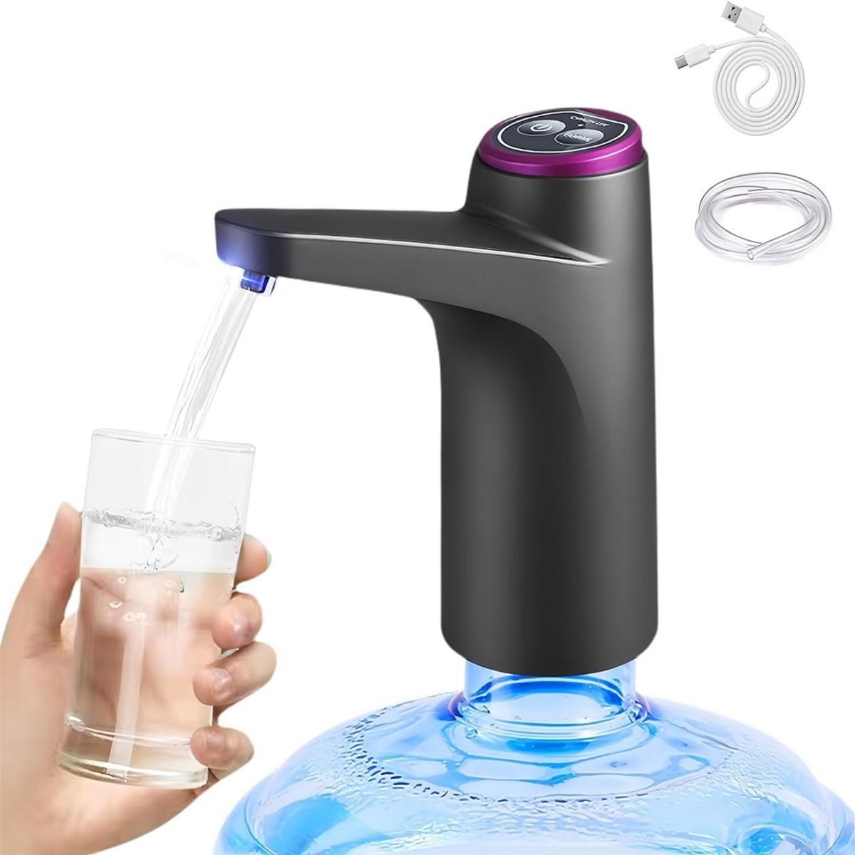 SUPERCENTER - Dispensador De Agua Eléctrico Portátil Bomba Usb BotellonNegro