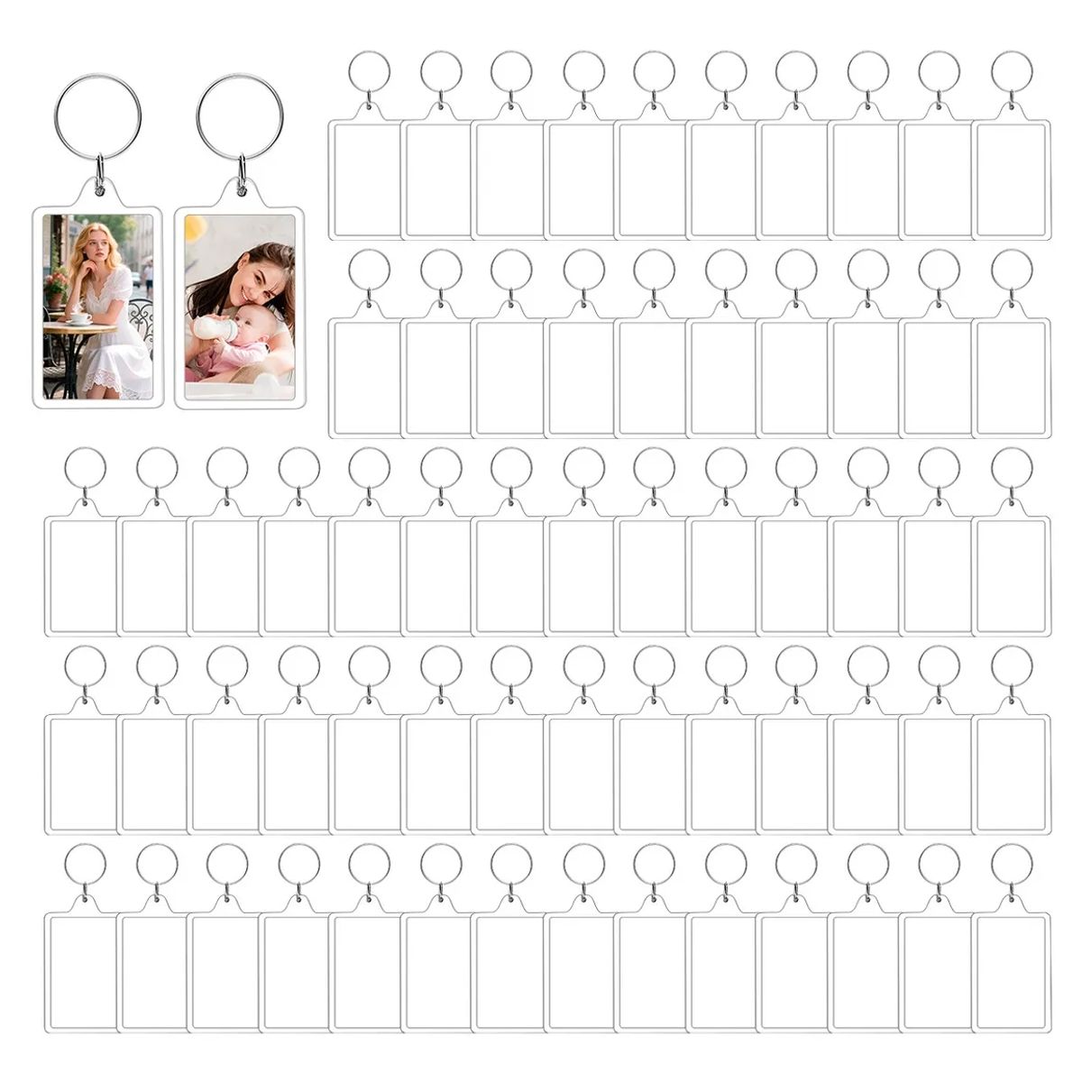 SUPERCENTER - Pak 100 Llaveros Acrilicos Portafotos Publicitario Grado Bbb(color)