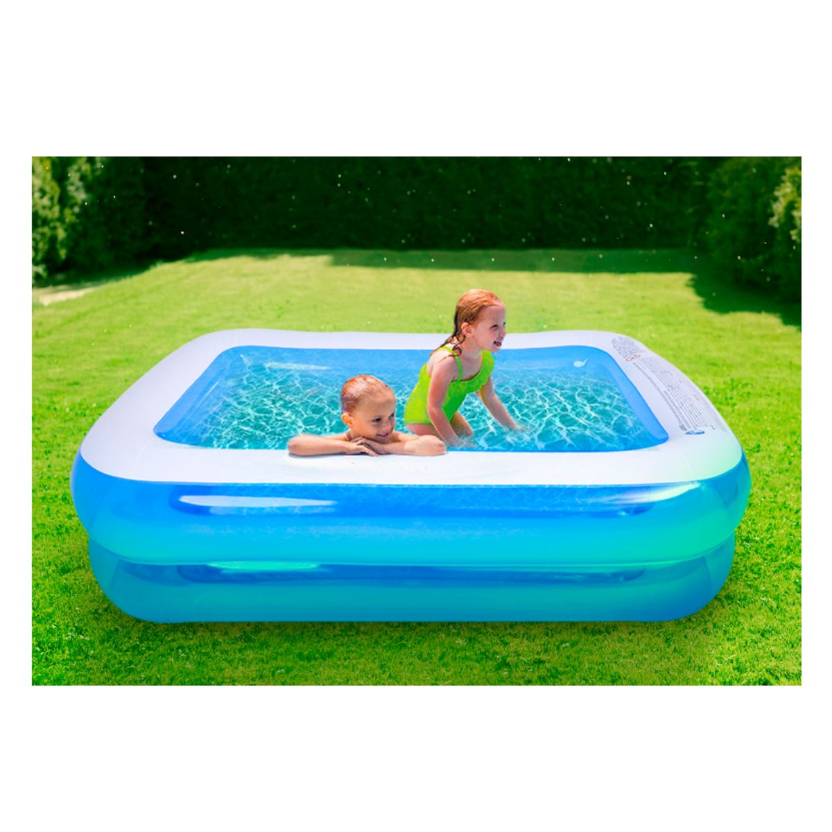 GENERICO - Piscina Rectangular Inflable Familiar 2 Anillos 262X175X51 CM