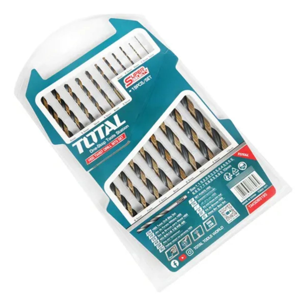 TOTAL TOOLS - Juego De Brocas 19 Piezas P Metal Hss Total Taksdb9195
