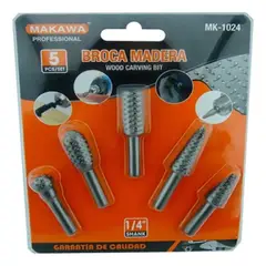 MAKAWA - Kit Juego Brocas Madera Escofina Rotativa 14 5 Pcs Mk-1024