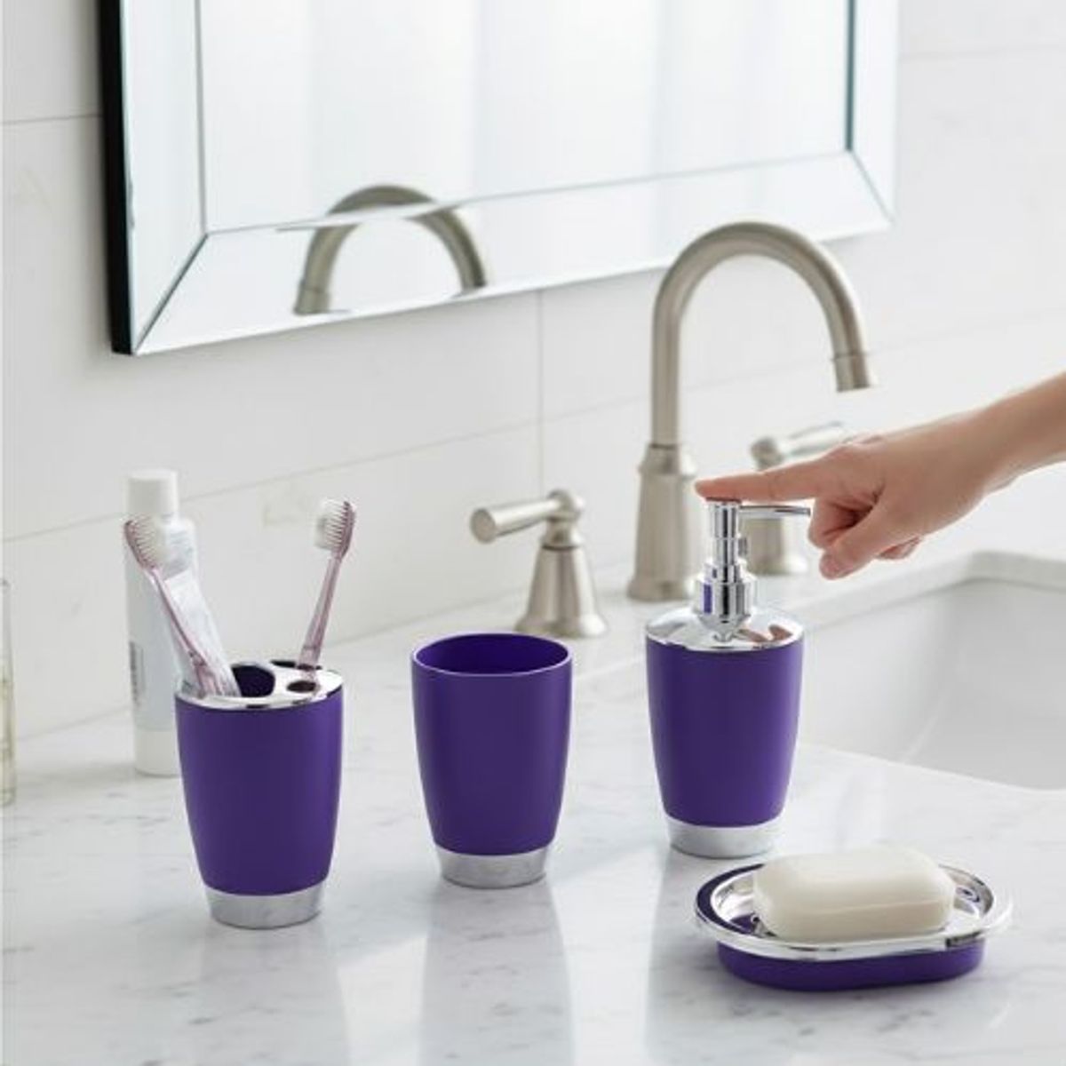 GENERICO - Set Accesorios De Baño 4pzs Portacepillos Jabonera