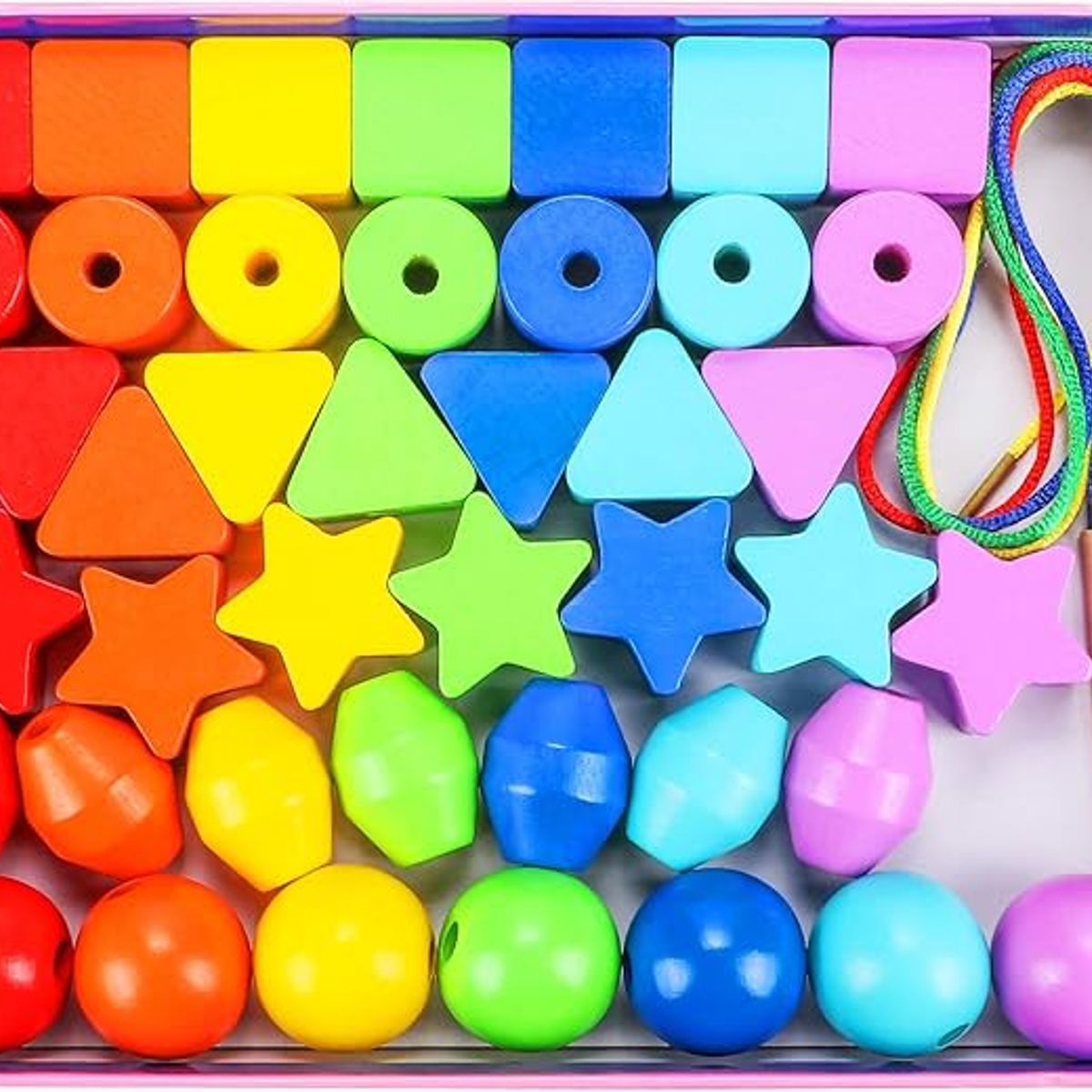 GENERICO - JUEGO DE CUENTAS PARA HILAR DE MADERA