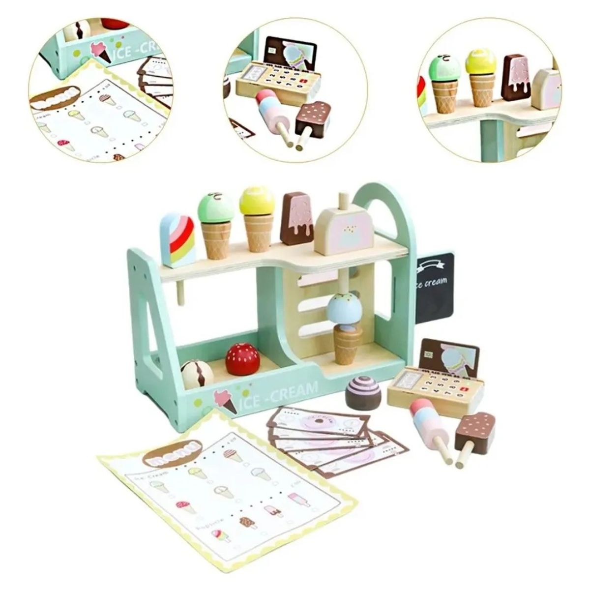 GENERICO - Set Juego Heladería Montessori Didáctico Madera Niños