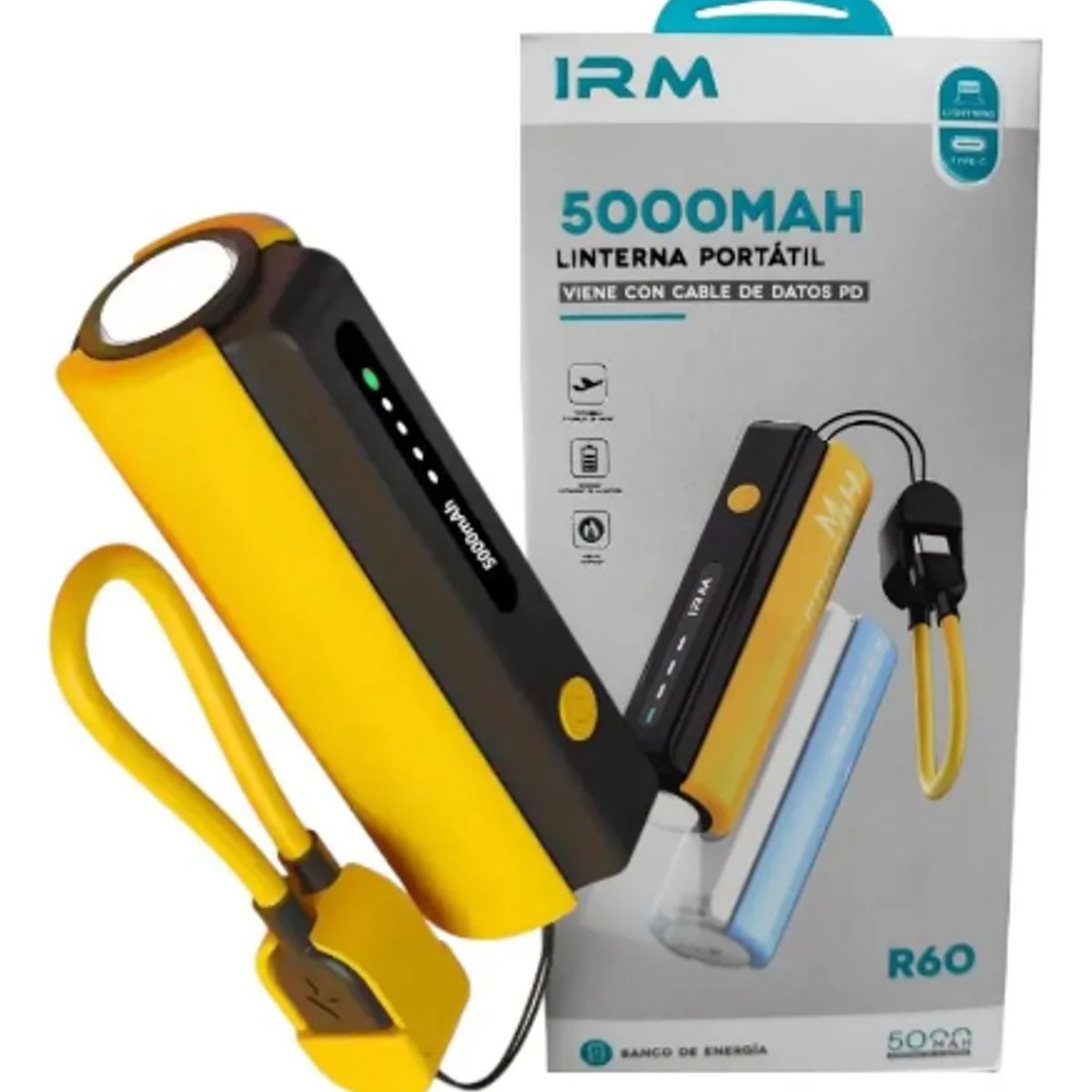 GENERICO - Power Bank Cargador Portátil Usb Linterna 5000mah Irm R60