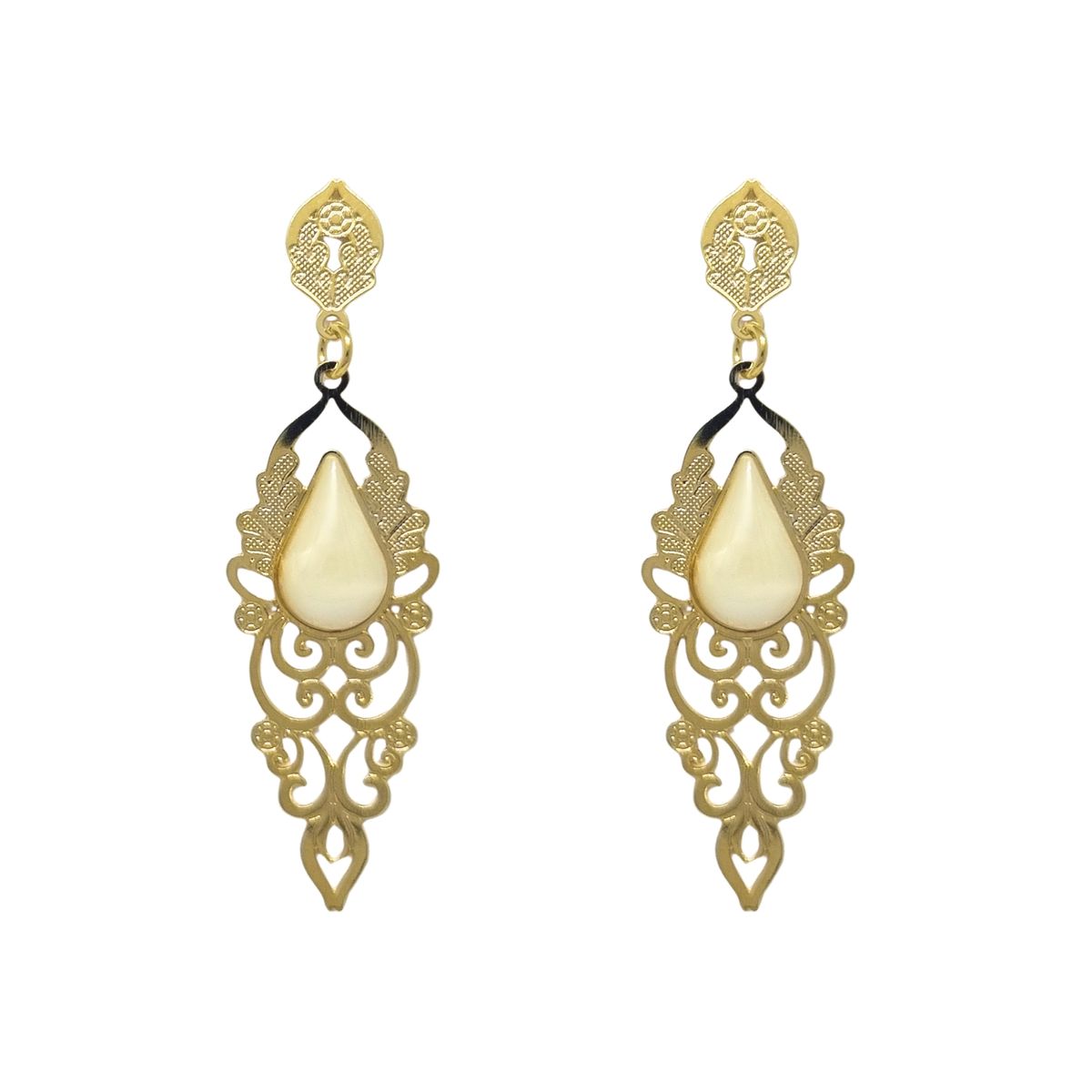 JOYAS LANDEROS - Aros Diseño Calado Enchapado en Oro de 18k