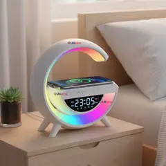 LINE - Lámpara Inteligente De Mesa Luces Bluetooth Cargador Reloj