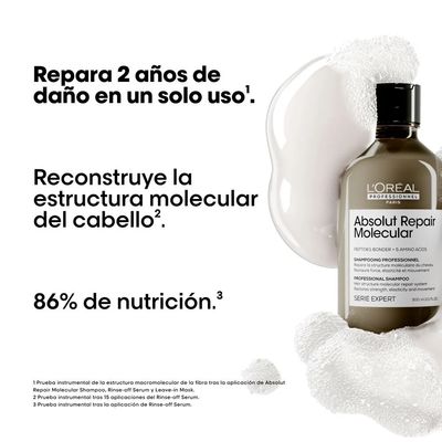 Imagen 2 del producto Shampoo Loreal Absolut Repair Molecular 300ml