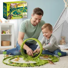 LINE - Pista Carreras de Auto Juguete Flexible Dinosaurio 120 Piezas Niños