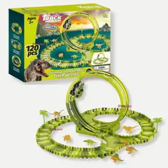 LINE - Pista Carreras de Auto Juguete Flexible Dinosaurio 120 Piezas Niños
