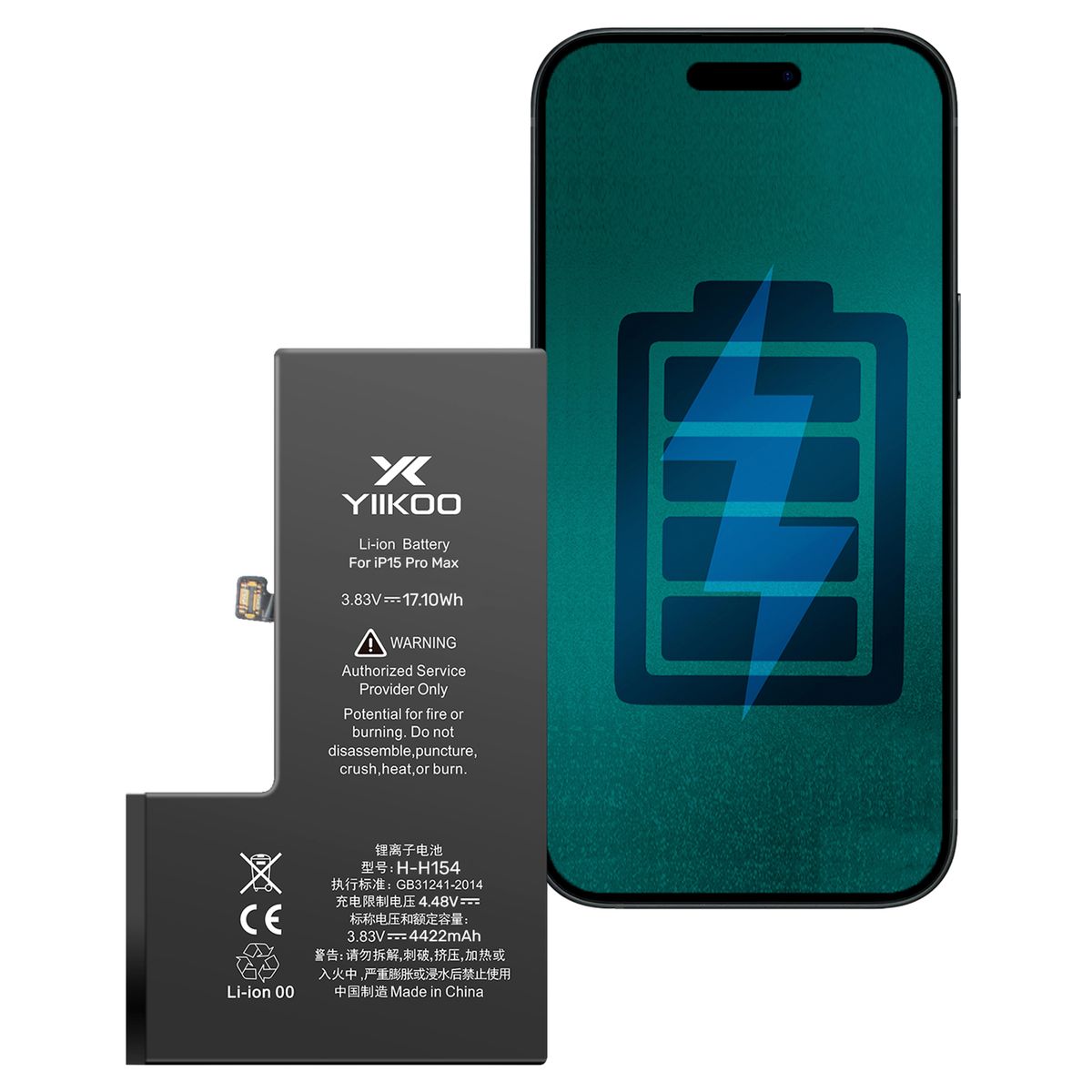GENERICO - Bateria para iPhone 15 PM YIIKOO Autoprogramable sin alerta