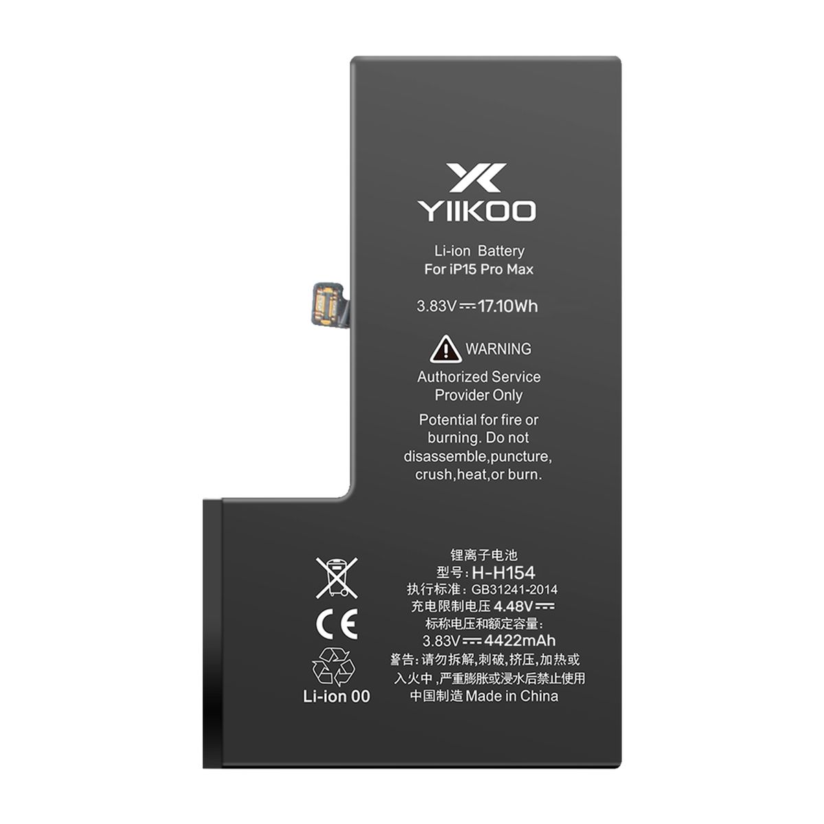 GENERICO - Bateria para iPhone 15 PM YIIKOO Autoprogramable sin alerta