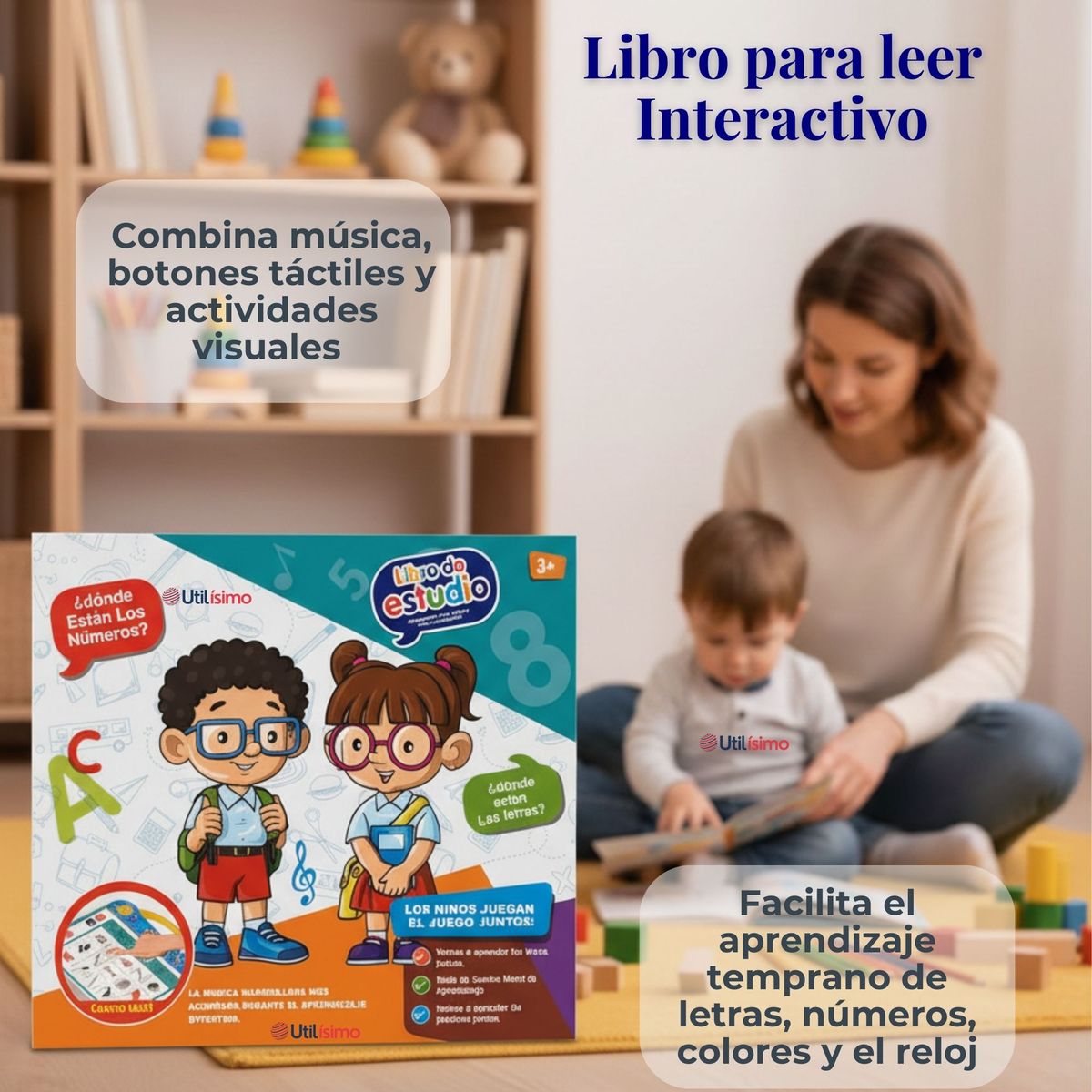 LINE - Libro Didáctico Interactivo Aprendizaje Bilingüe Juguete Para Niños