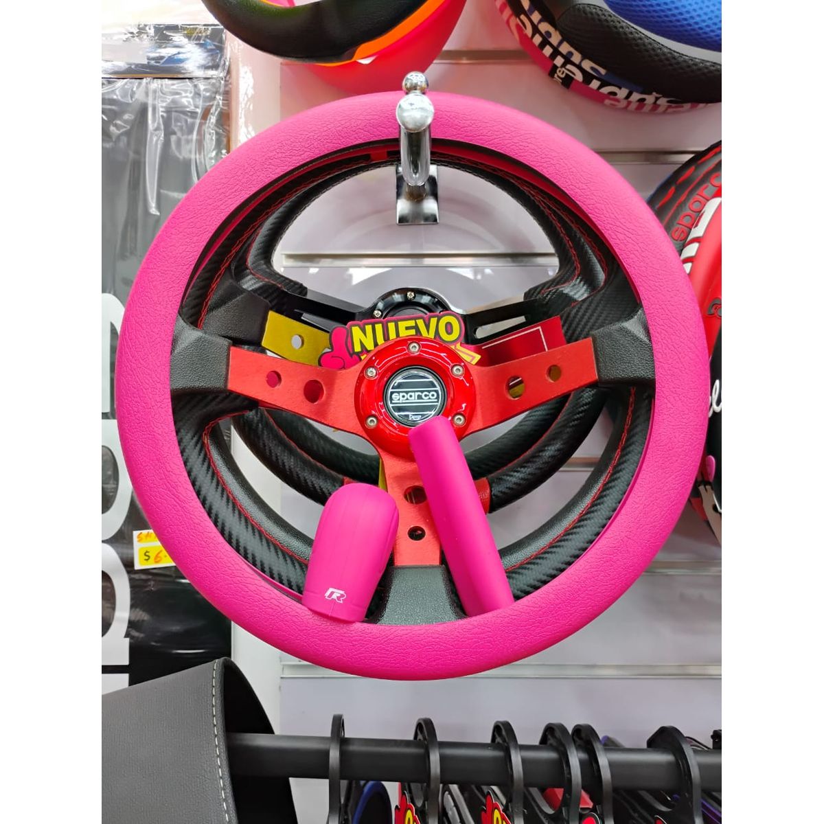 GENERICO - SET 3 PIEZAS CUBRE VOLANTE PARA TU AUTO ROSADO