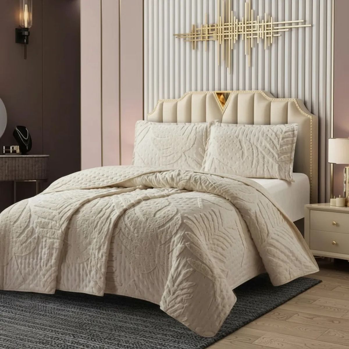 GENERICO - CUBRECAMA TUFTING KING DE VERANO MODERNO ELEGANTE SERIE 3 TF