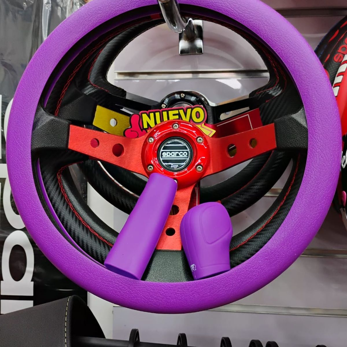 GENERICO - SET 3 PIEZAS CUBRE VOLANTE PARA TU AUTO MORADO