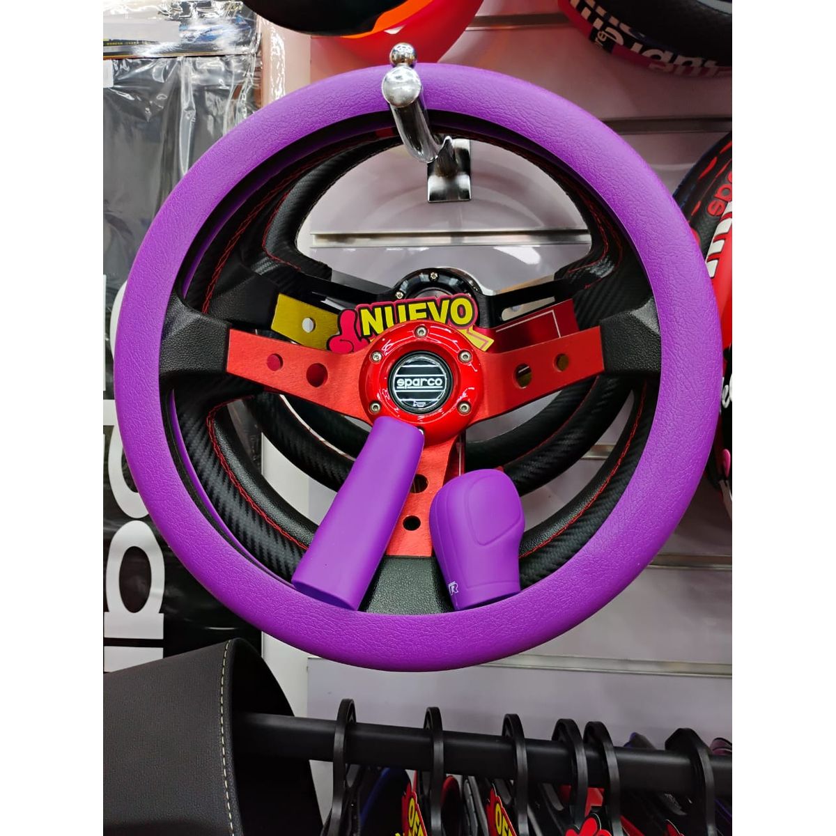 GENERICO - SET 3 PIEZAS CUBRE VOLANTE PARA TU AUTO MORADO