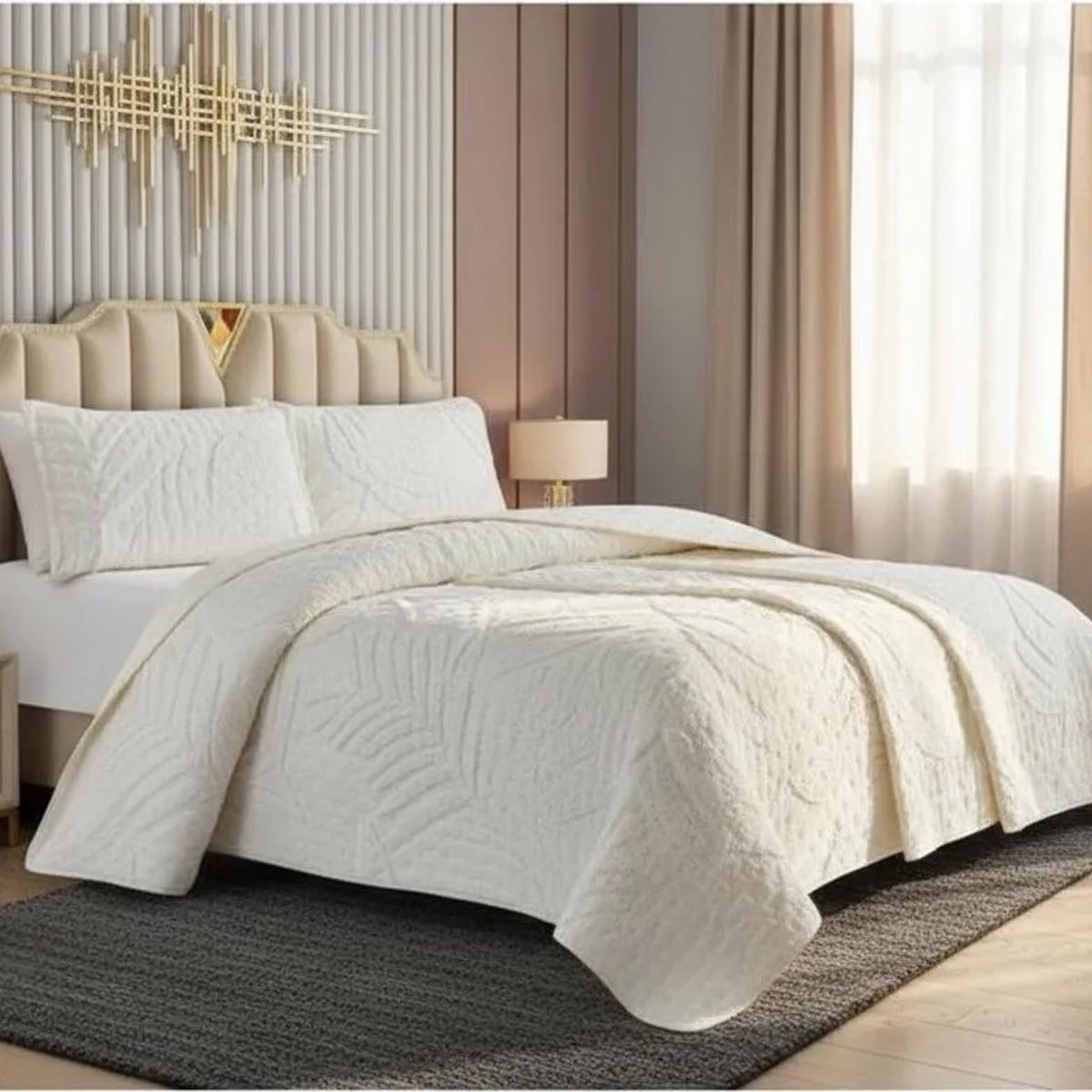 GENERICO - CUBRECAMA TUFTING 2 PLAZA DE VERANO MODERNO ELEGANTE SERIE 3 TF