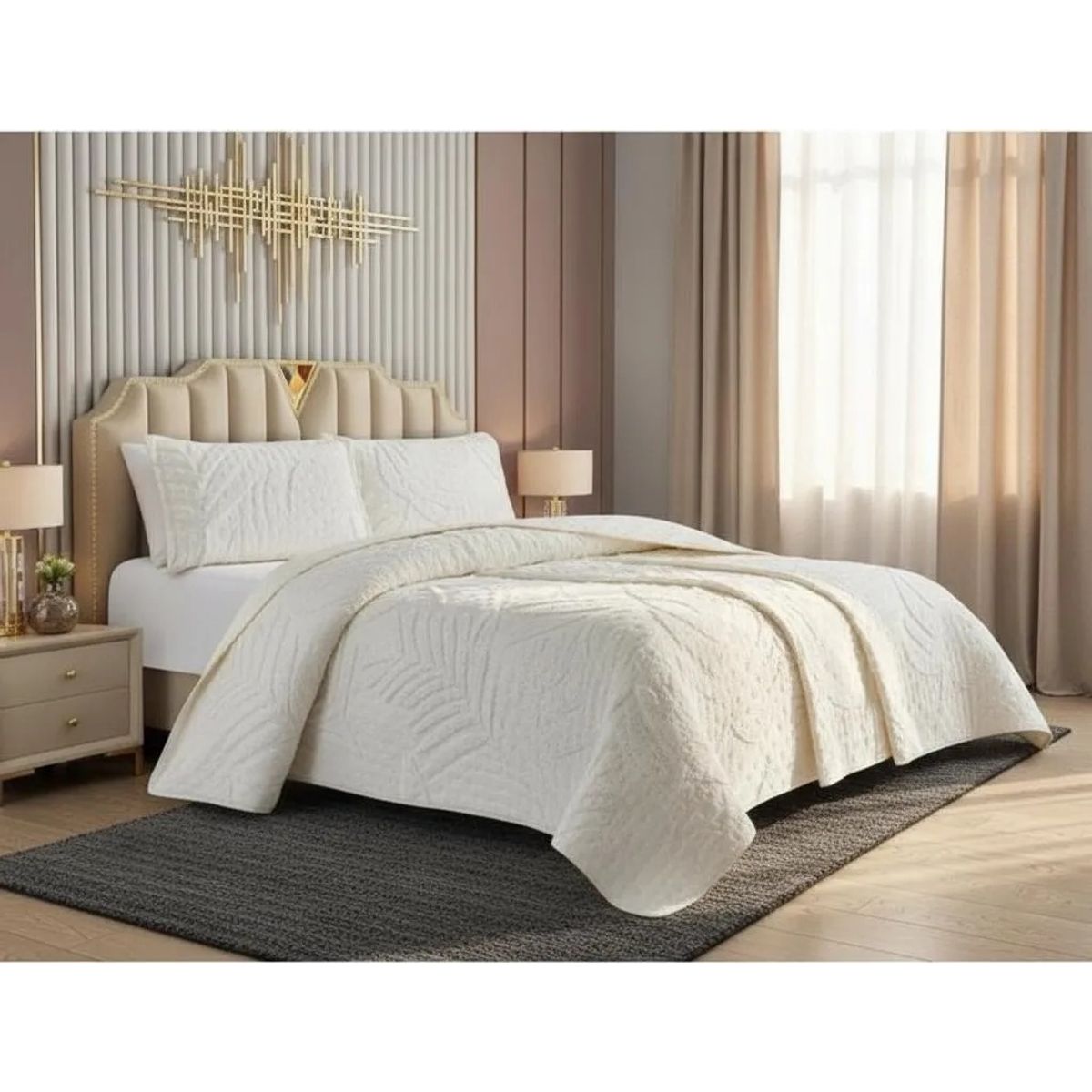 GENERICO - CUBRECAMA TUFTING 2 PLAZA DE VERANO MODERNO ELEGANTE SERIE 3 TF