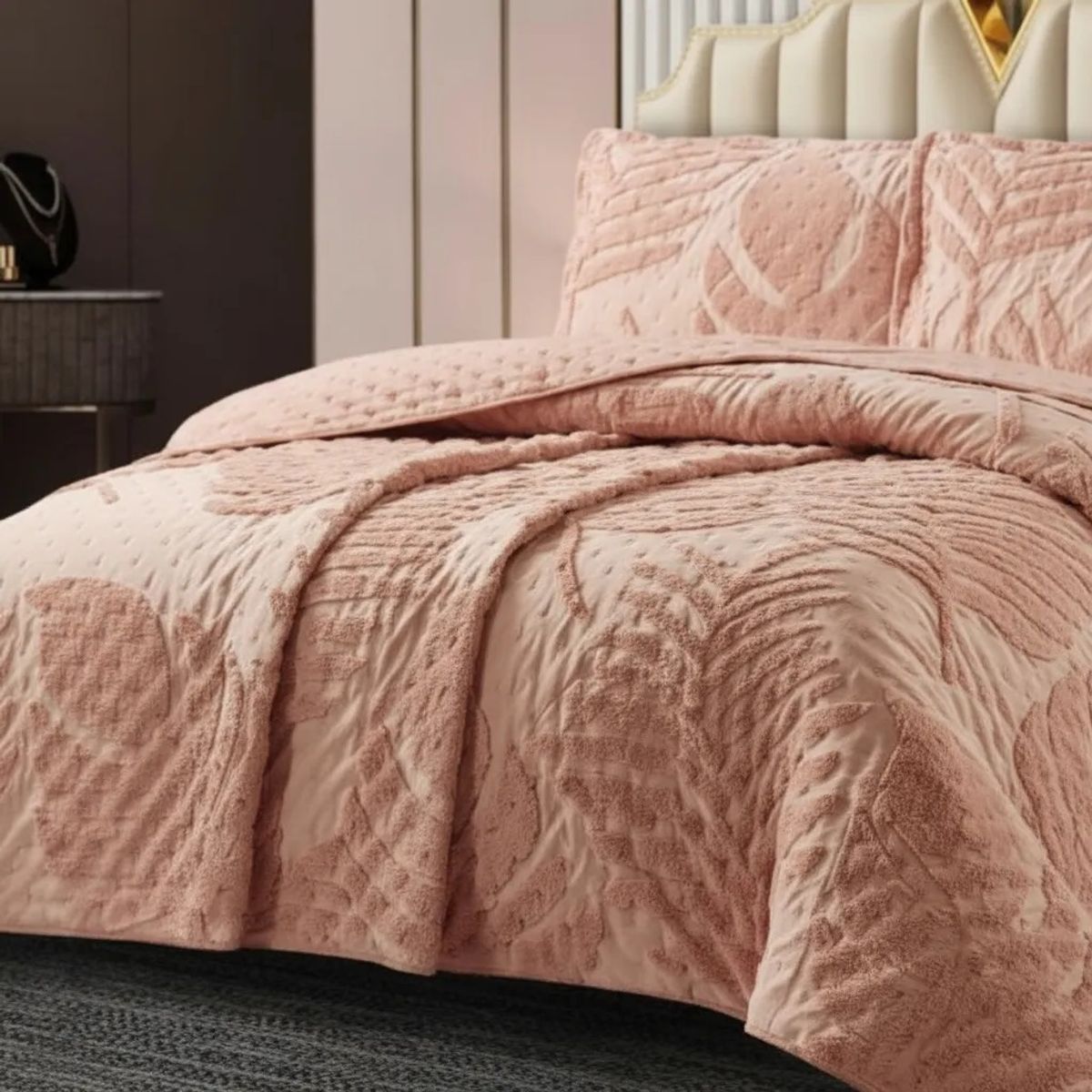 GENERICO - CUBRECAMA TUFTING 2 PLAZA DE VERANO MODERNO ELEGANTE SERIE 3 TF