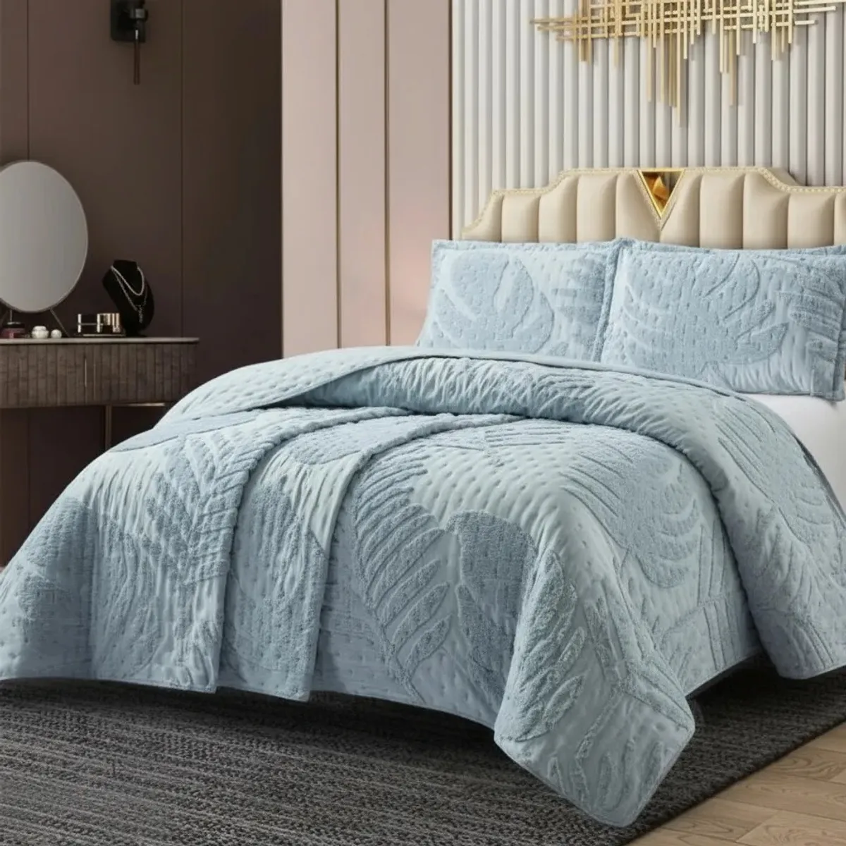 GENERICO - CUBRECAMA TUFTING 2 PLAZA DE VERANO MODERNO ELEGANTE SERIE 3 TF