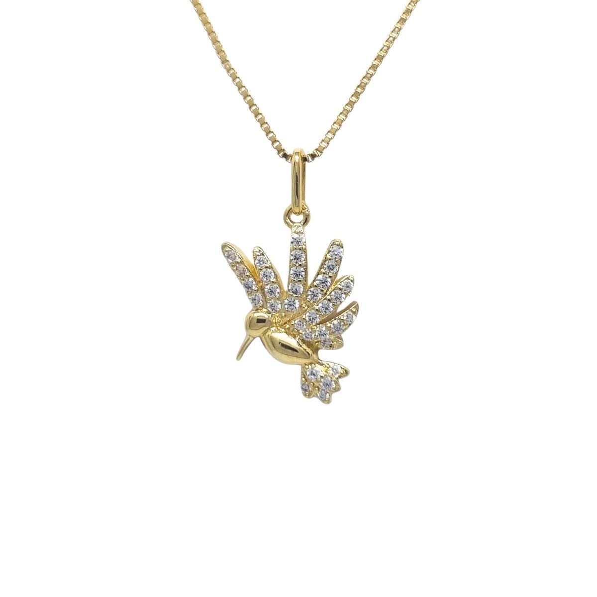 JOYAS LANDEROS - Collar Colibrí Circones Enchapada en Oro de 18k