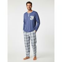 Pijama Hombre Manga Larga Pantalon Largo Verano 4026