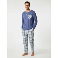 Pijama Hombre Manga Larga Pantalon Largo Verano 4026