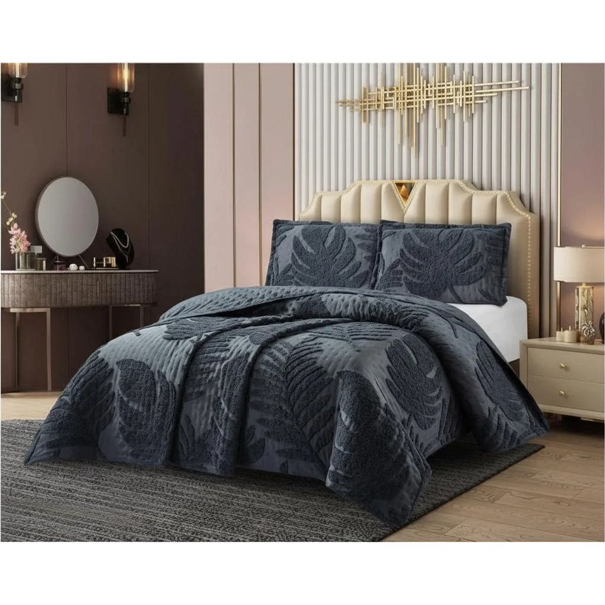 GENERICO - CUBRECAMA TUFTING 1.5 PLAZA  DE VERANO MODERNO ELEGANTE SERIE 3 TF