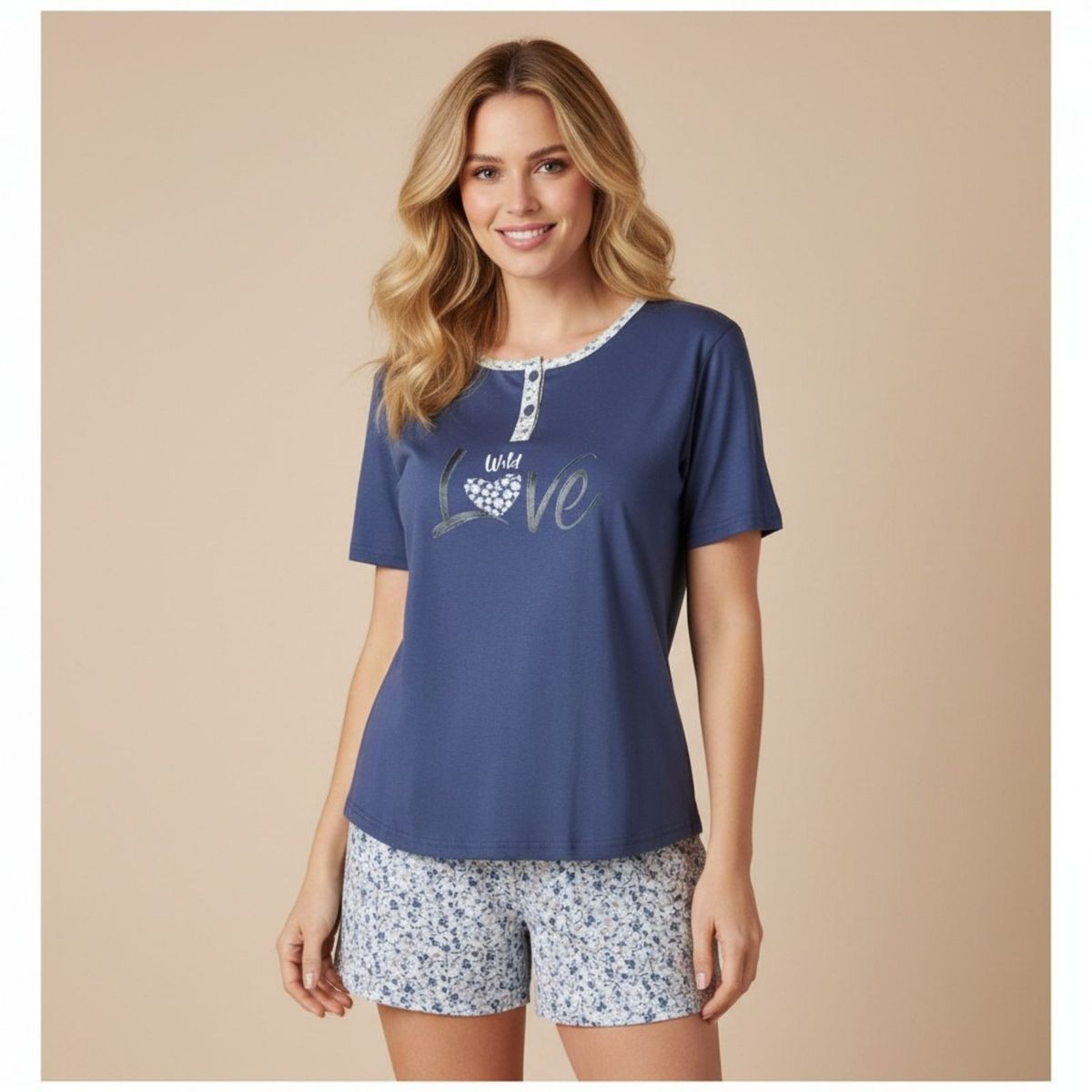 LIKE SHOP - Pijama Mujer Verano Short Y Polera Manga Corta 4047