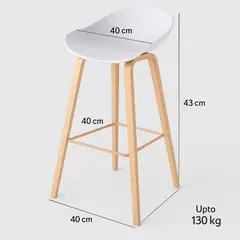 SPACE HOME - Set 4 Taburetes Altos Nórdicos Blancos – Polipropileno + Madera con Acero
