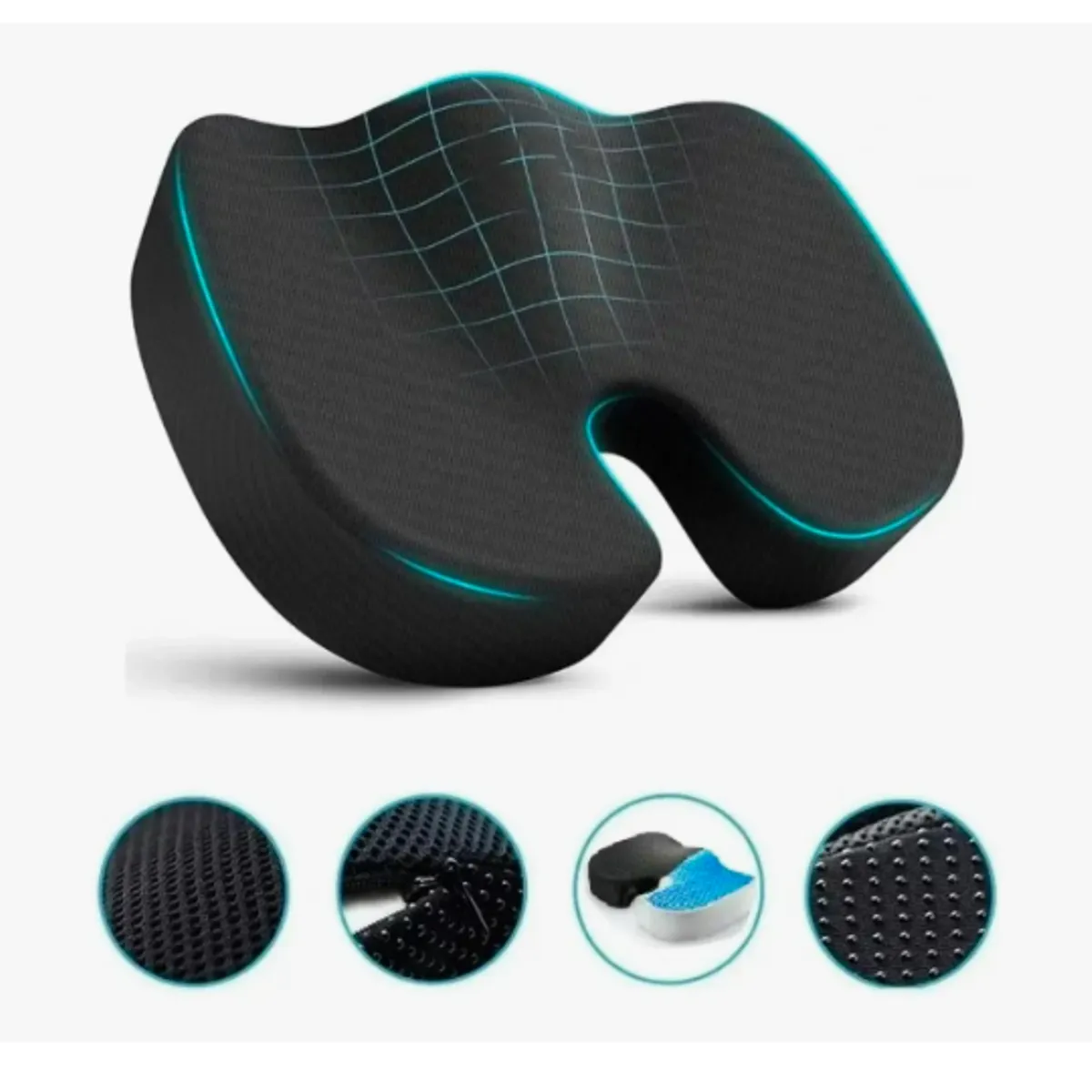 GENERICO - Cojín Coxis Ortopédico Premium Ergonómico Con Memory Foam
