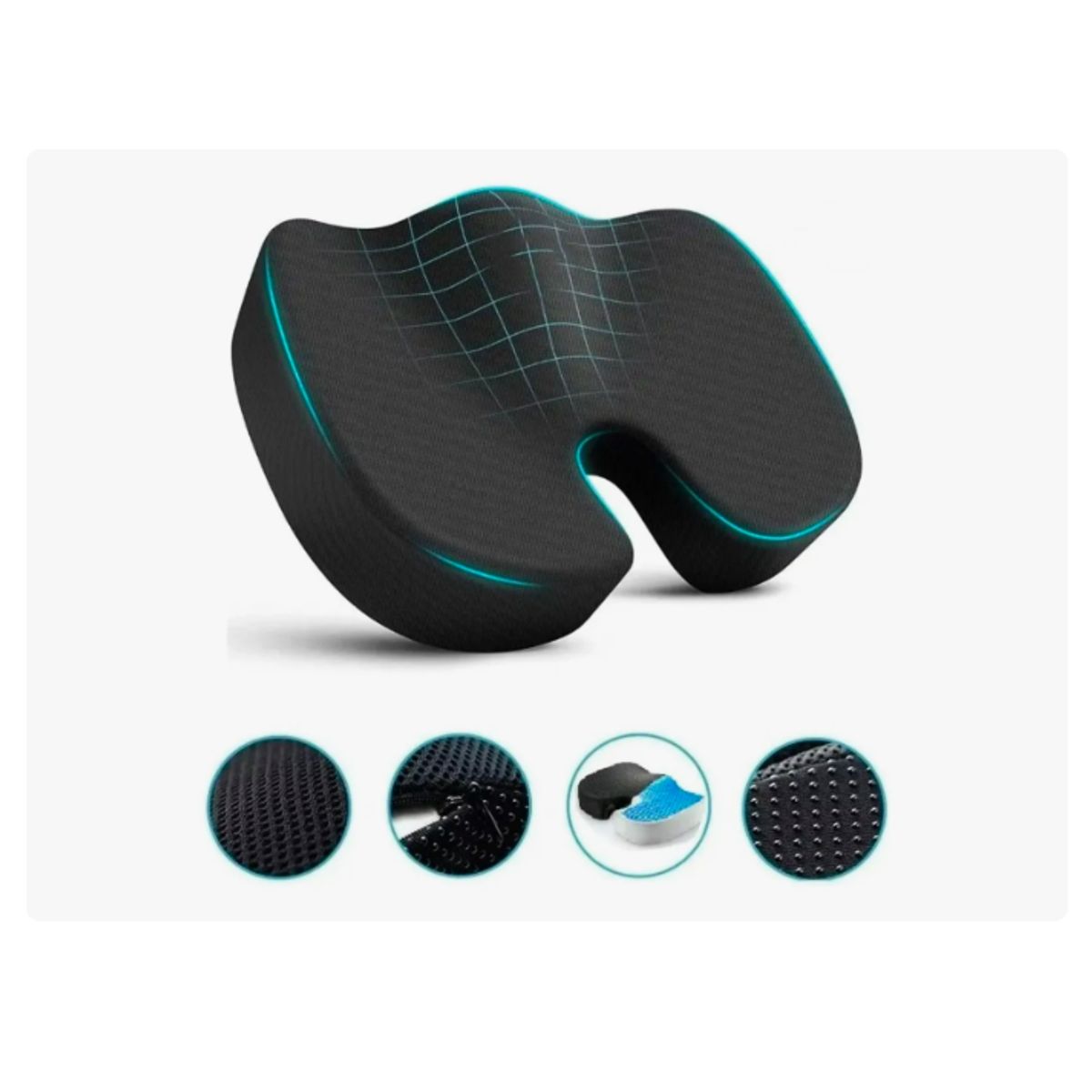 GENERICO - Cojín Coxis Ortopédico Premium Ergonómico Con Memory Foam