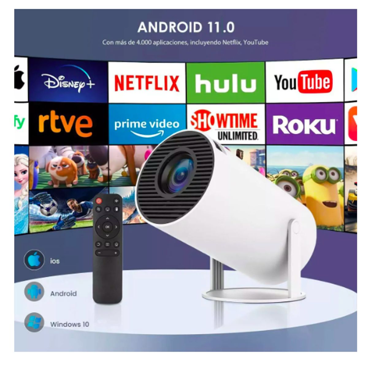 GENERICO - Proyector Portátil Mini Hy300pro Ultra Hd 4k Wifi Bluetooth