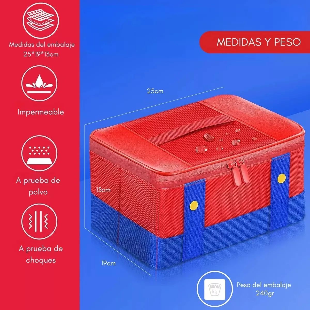GENERICO - Bolsa Transporte Portátil Acolchada Con Diseñ De Interruptor Rojo - Azul