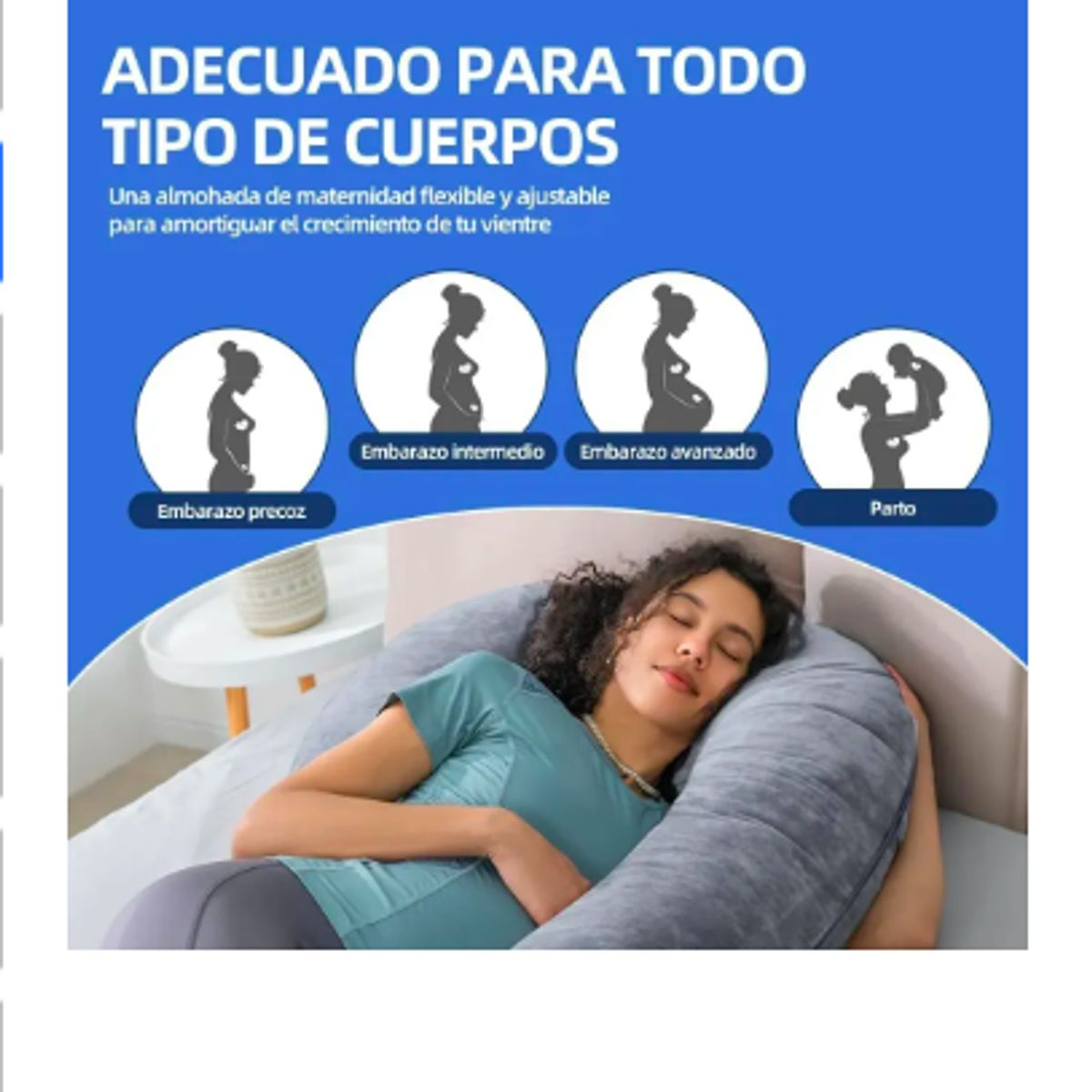 GENERICO - Almohada De Embarazo Cojín En Forma De C Para Embarazadas Gris