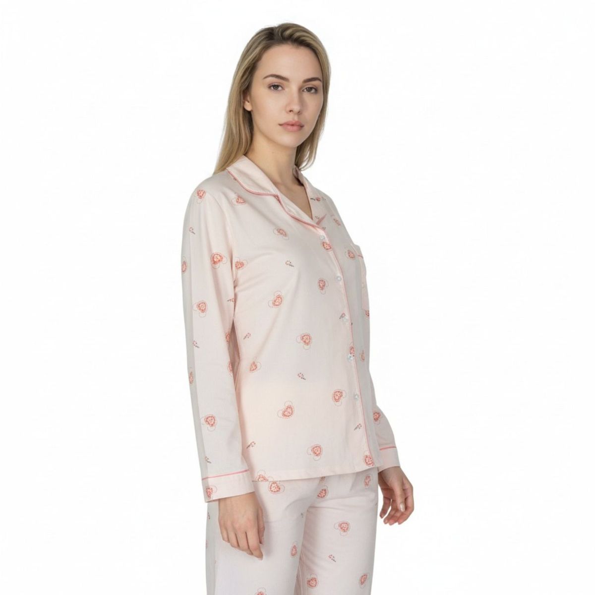 LIKE SHOP - Pijama Mujer Manga Larga Botones Diseños Colores 107