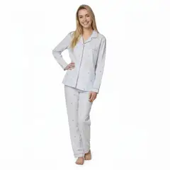 LIKE SHOP - Pijama Mujer Manga Larga Botones Diseños Colores 107