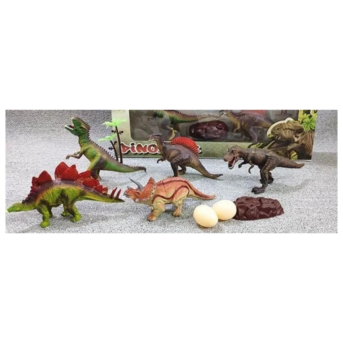 GENERICO - Juguete Con Se 9 Figuras De Dinosaurios Huevos Y Palmera