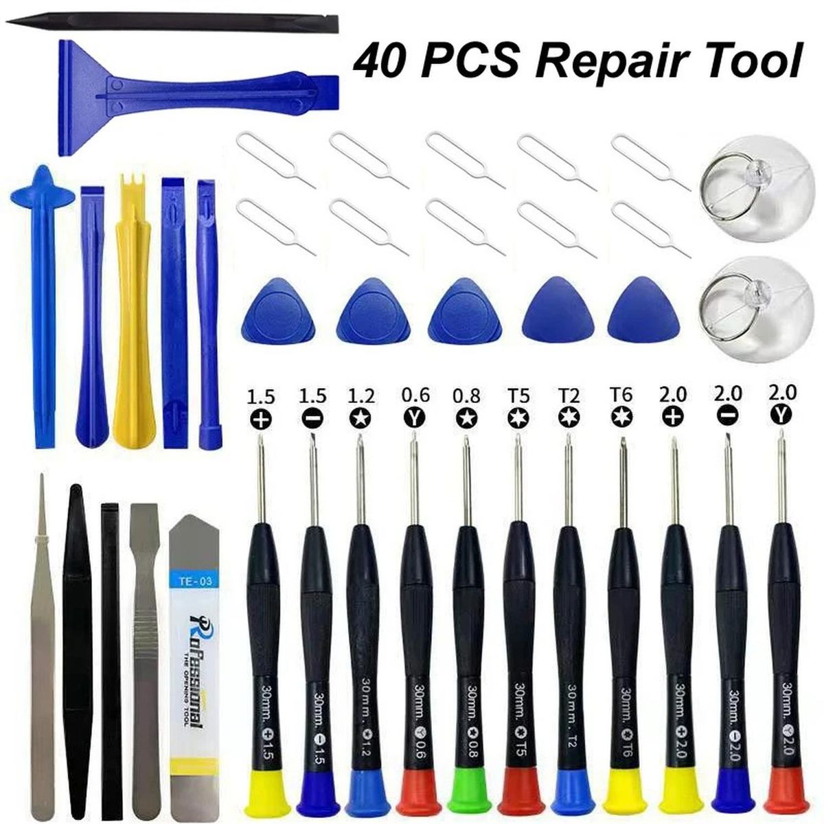 GENERICO - Kit 40 Herramientas Reparación Celular y Notebook
